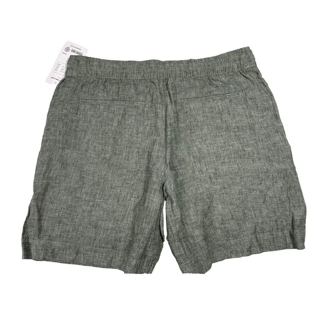 Athleta Voyager 100% Linen Green Shorts Women’s 14 Slim Fit Coastal Beach NWT - Picture 8 of 8